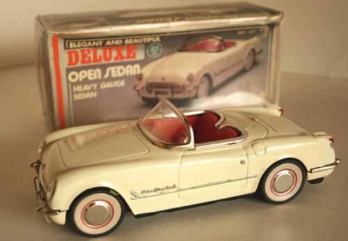 NewToy China Chevrolet Corvette Convertible Friction in box 10.5 inches (26.5 cm) original tin toy car Item 2NewToyTFCCbx