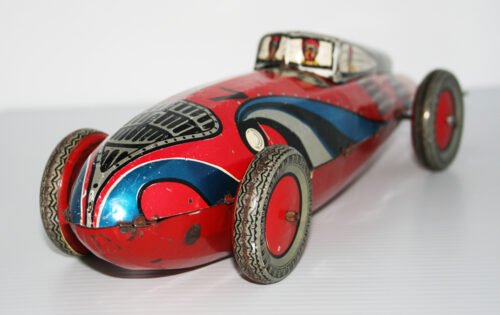 Plastimarx (maybe) 40’s Rocket  Racer Nº27 Wind Up 13.75 inches (35 cm) original tin toy car - Image 3