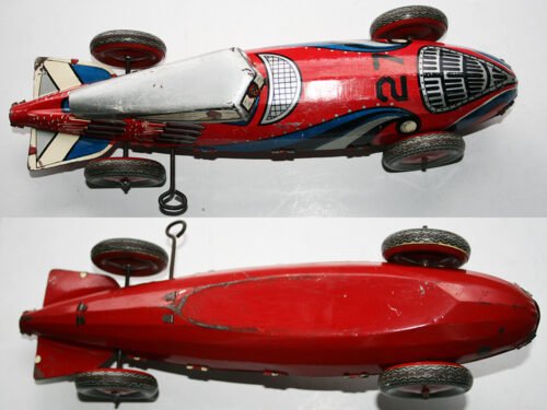 Plastimarx (maybe) 40’s Rocket  Racer Nº27 Wind Up 13.75 inches (35 cm) original tin toy car - Image 7