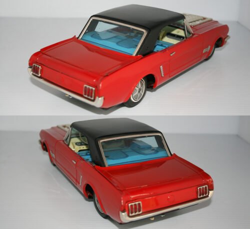 Yonezawa  60’s  Ford Mustang Convertible visible engine Battery Operated 13.5 inches (34 cm) original tin toy car - Image 6