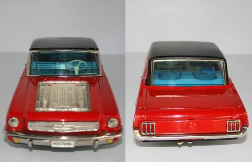 Yonezawa  60’s  Ford Mustang Convertible visible engine Battery Operated 13.5 inches (34 cm) original tin toy car - Image 7