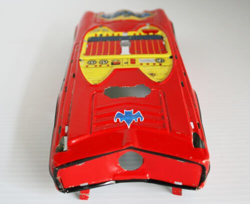 Taiwan 70’s Red Batmobile 10 inches (25 cm) Litho Tin Body without parts original tin toy part - Image 3