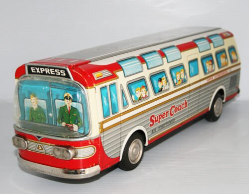 Nomura Shinkosha Japan 60’s Super Coach Bus 205 Scenicruiser Battery Operated 15.75 inches (40 cm) original tin toy bus - Image 3