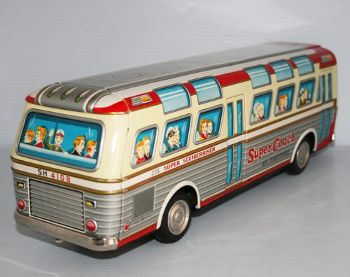 Nomura Shinkosha Japan 60’s Super Coach Bus 205 Scenicruiser Battery Operated 15.75 inches (40 cm) original tin toy bus - Image 5