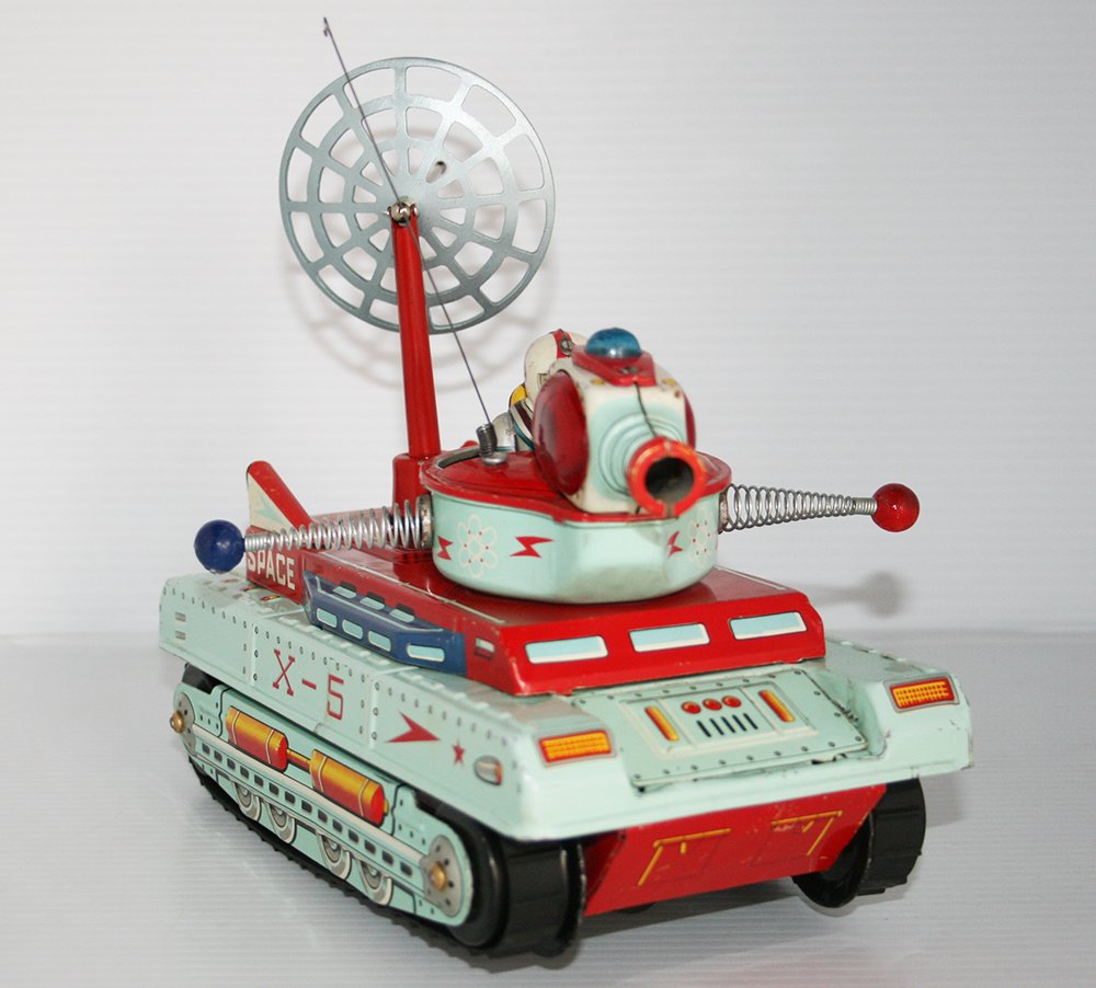 Cragstan Sankei 60’s Space X-5 Moon Patrol Vehicle Battery Operated 9.5  inches (24 cm) original tin toy space vehicle
