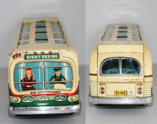 Masudaya MT 60’s Sound Bus Nº 800 Overland Sightseeing Battery Operated 14.25 inches (36 cm) original tin toy bus - Image 6