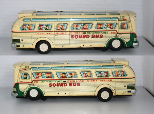 Masudaya MT 60’s Sound Bus Nº 800 Overland Sightseeing Battery Operated 14.25 inches (36 cm) original tin toy bus - Image 7