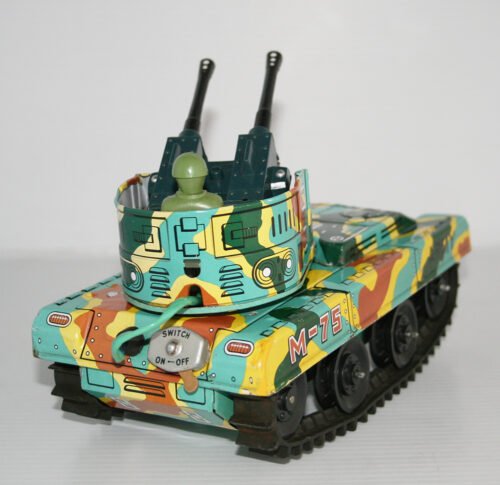 Waco 60’s Anti-Aircraft M-75 Tank Battery Operated 9.5 inches (24 cm) original tin toy tank - Image 5