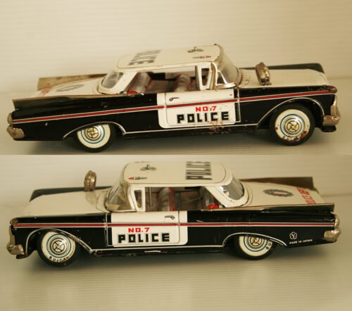 Yonezawa Y 60’s Buick Police Dept Nº 7, Friction 9 inches (23 cm) original tin toy car - Image 7