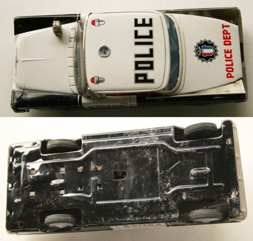 Yonezawa Y 60’s Buick Police Dept Nº 7, Friction 9 inches (23 cm) original tin toy car - Image 8