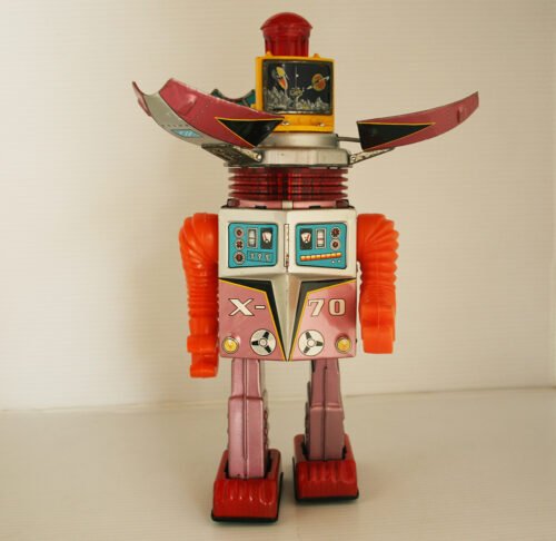 Nomura Japan 60’s X-70 Tulip Head Robot Battery Operated 12.25 inches (31 cm) original tin toy space robot - Image 4