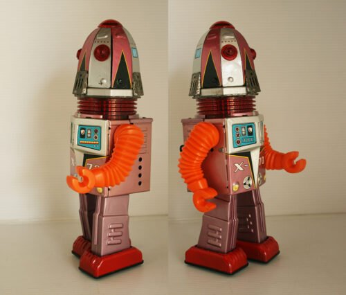 Nomura Japan 60’s X-70 Tulip Head Robot Battery Operated 12.25 inches (31 cm) original tin toy space robot - Image 7