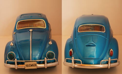 Bandai Japan 60’s Big Volkswagen Beetle Friction 15 inches (38 cm) original tin toy car - Image 6