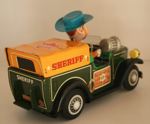 Nomura Japan 50’s Sheriff Car Battery Operated 10 inches (25.5 cm) original tin toy car - Image 5