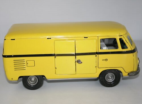 TippCo. Lemy Poliumex México 60’s 70's Yellow Volkswagen Transporter Panel Van in Box Nº 325 friction 9.5 Inches (24cm) original tin toy car - Image 15