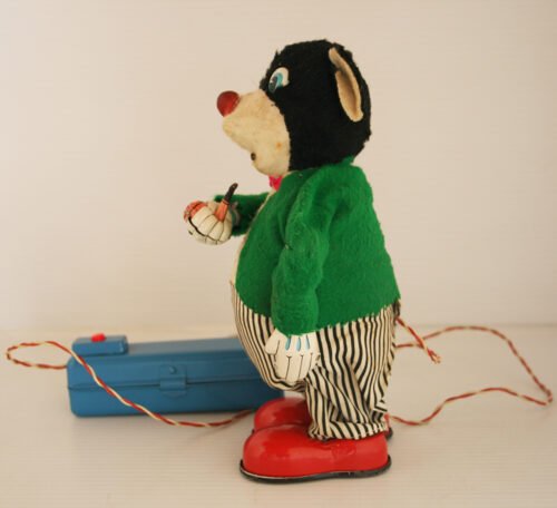 Marusan SAN Japan 60’s Smoking Pa Pa Bear R/C in Box Battery Operated 8.5 inches (21.5 cm) original tin toy - Image 7