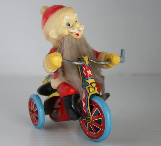 Suzuki Gangu Seisakusho Japan 60’s Santa Claus on Tricycle Wind Up 4 inches (10 cm) original tin toy