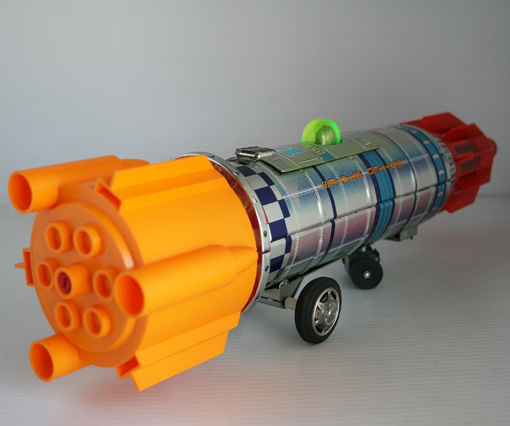 Yoshino KY Japan 60’s Space Frontier Apollo 11 in Box battery operated 19  inches (48 cm) original tin toy space ship